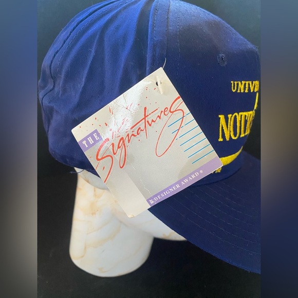 Vintage NWT Deadstock University of Notre Dame Blue Yellow Signature 80s 90s Hat - Picture 5 of 6